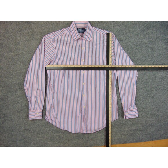 Polo Ralph Lauren Shirt Mens 15.5x34/35 Curham Classic Fit Pink Blue Stripe - Picture 5 of 8